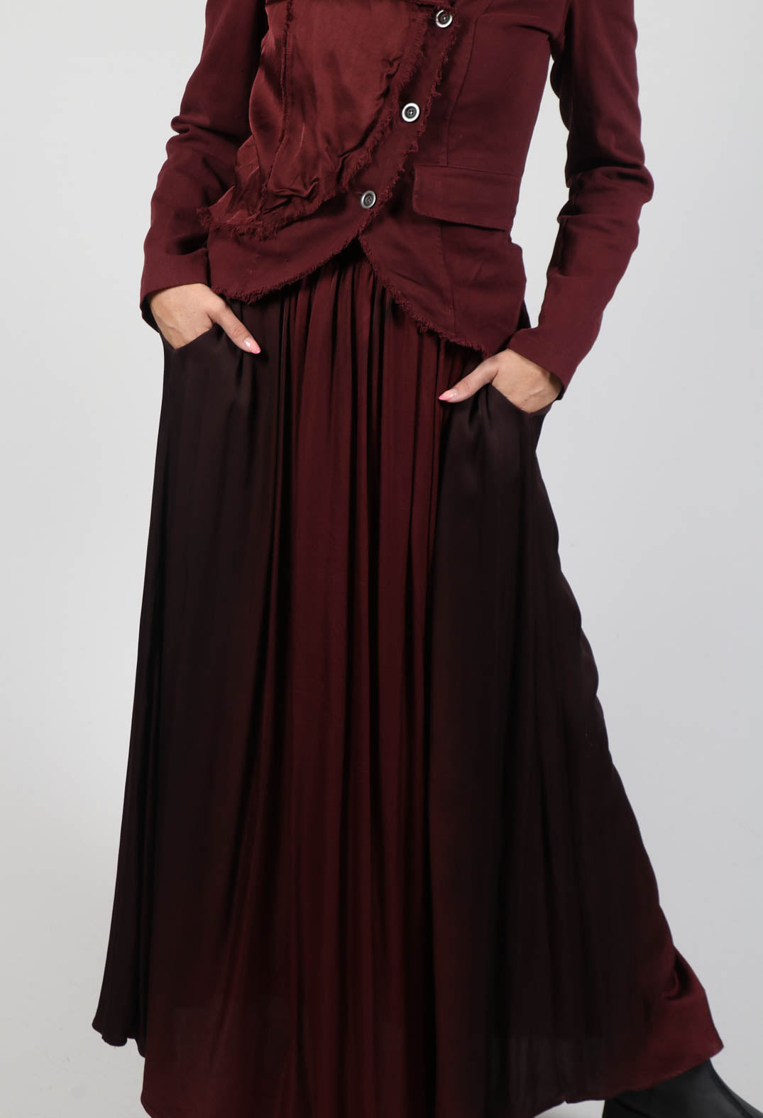 Maxi Satin Skirt in Degrade Sangue