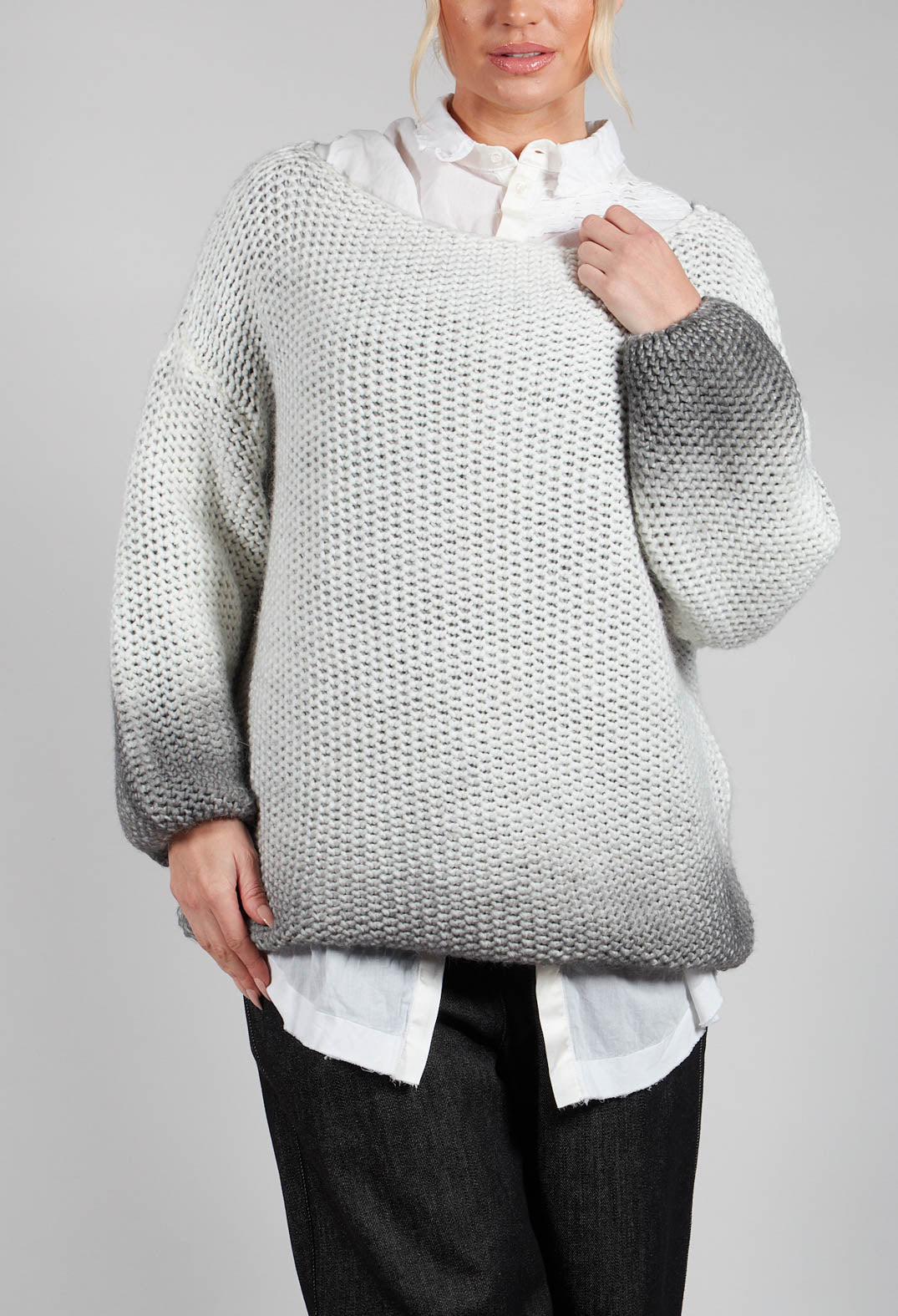 Relaxed Fit Knitted Jumper in Drgade Panna