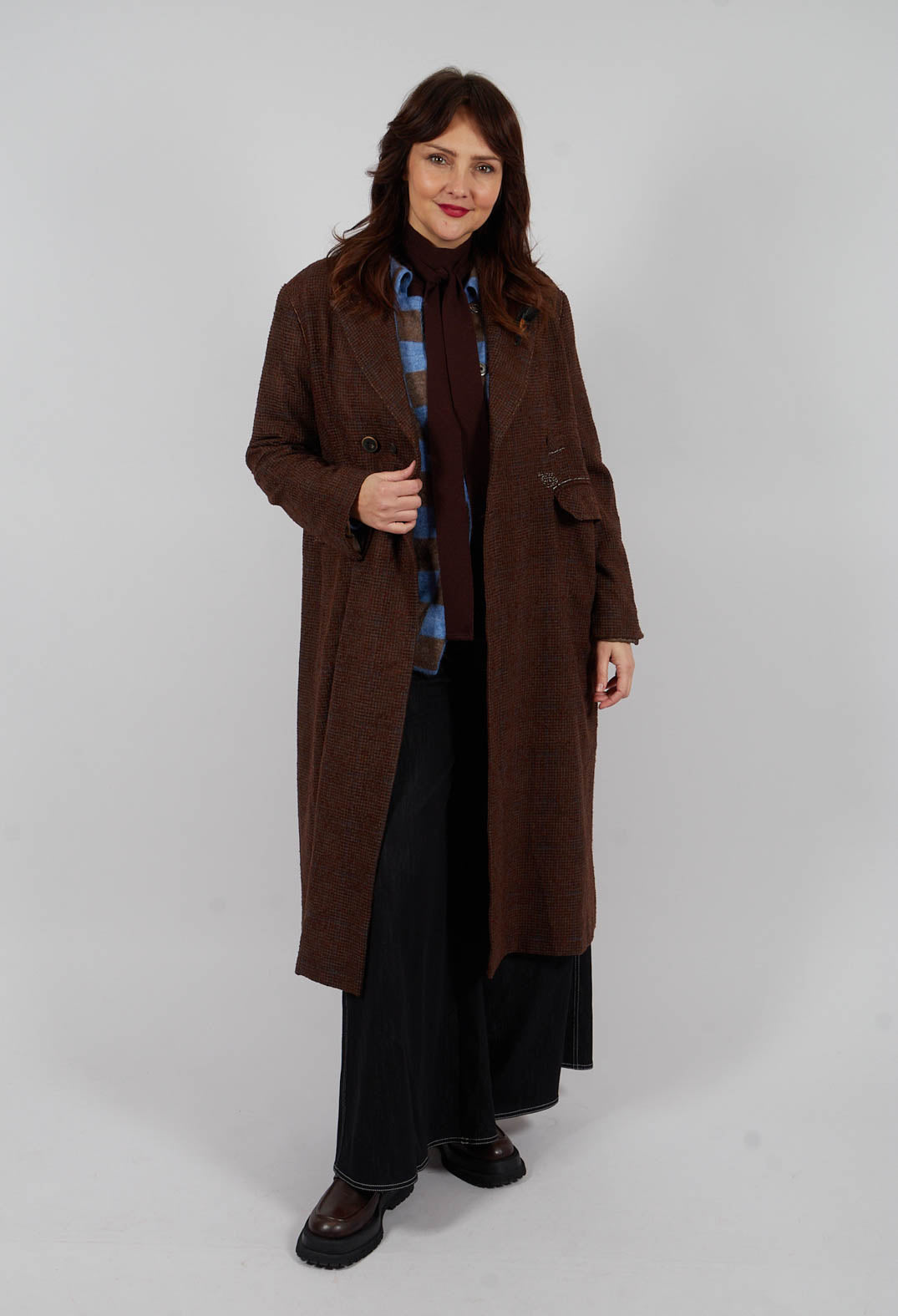 Lauren Knitted Shirt in Blue and Brown