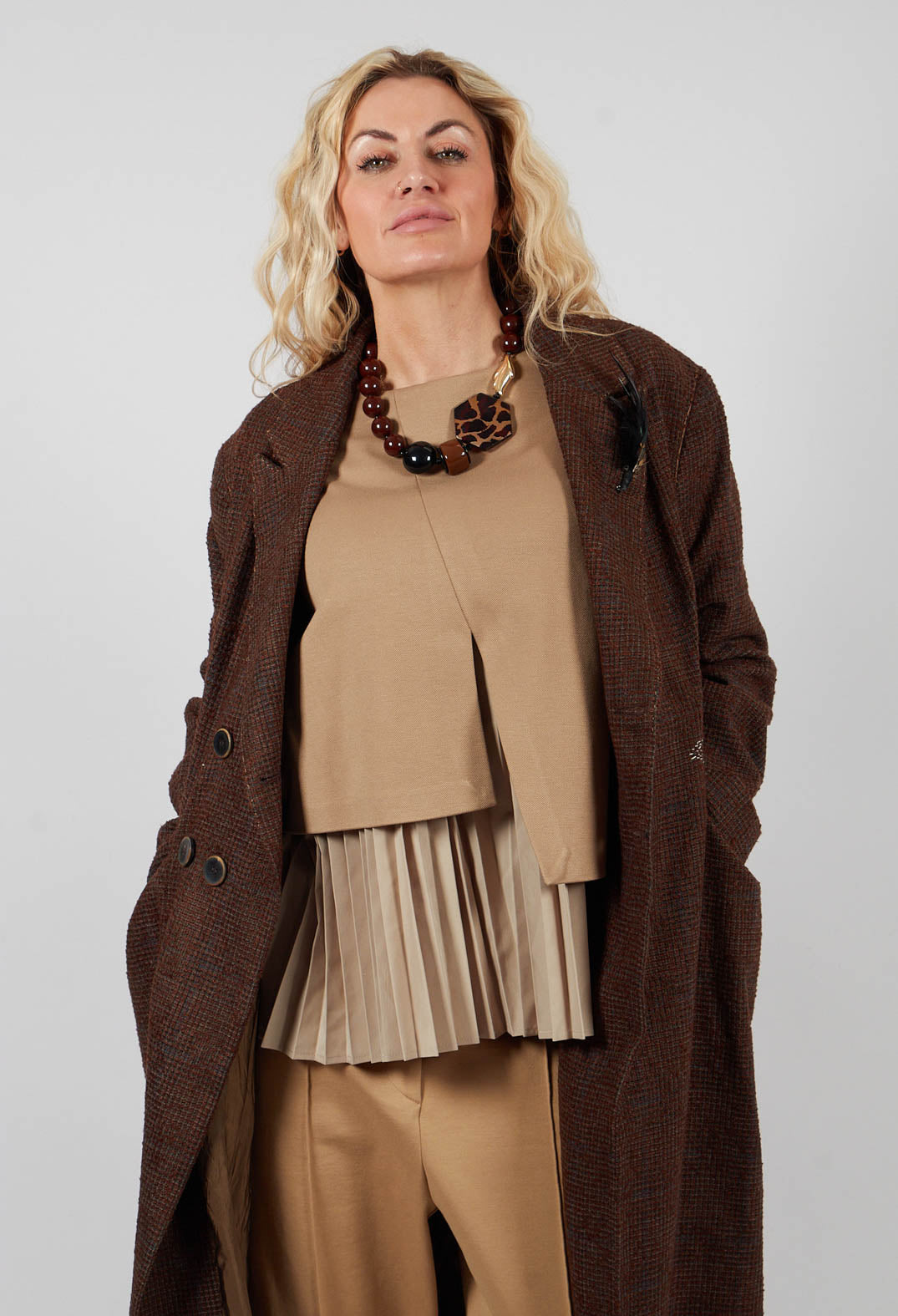 Evening Coat in Original Brown Minature Check