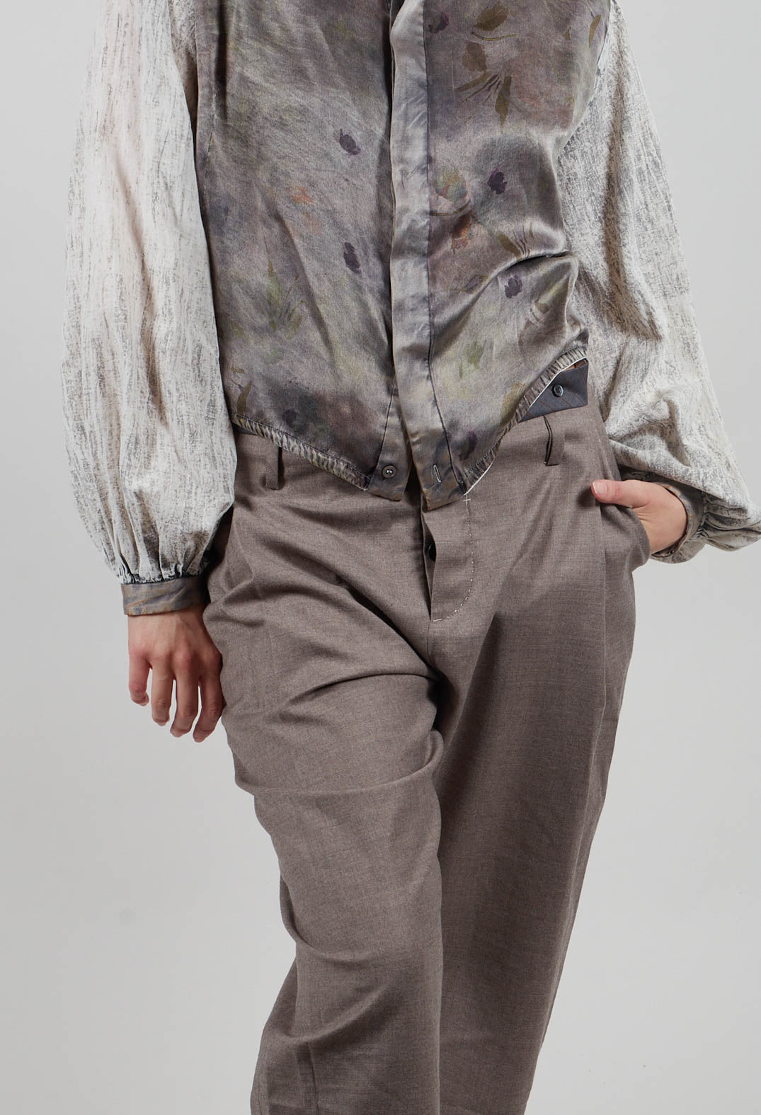 Contrast Band Trousers in Original Grey