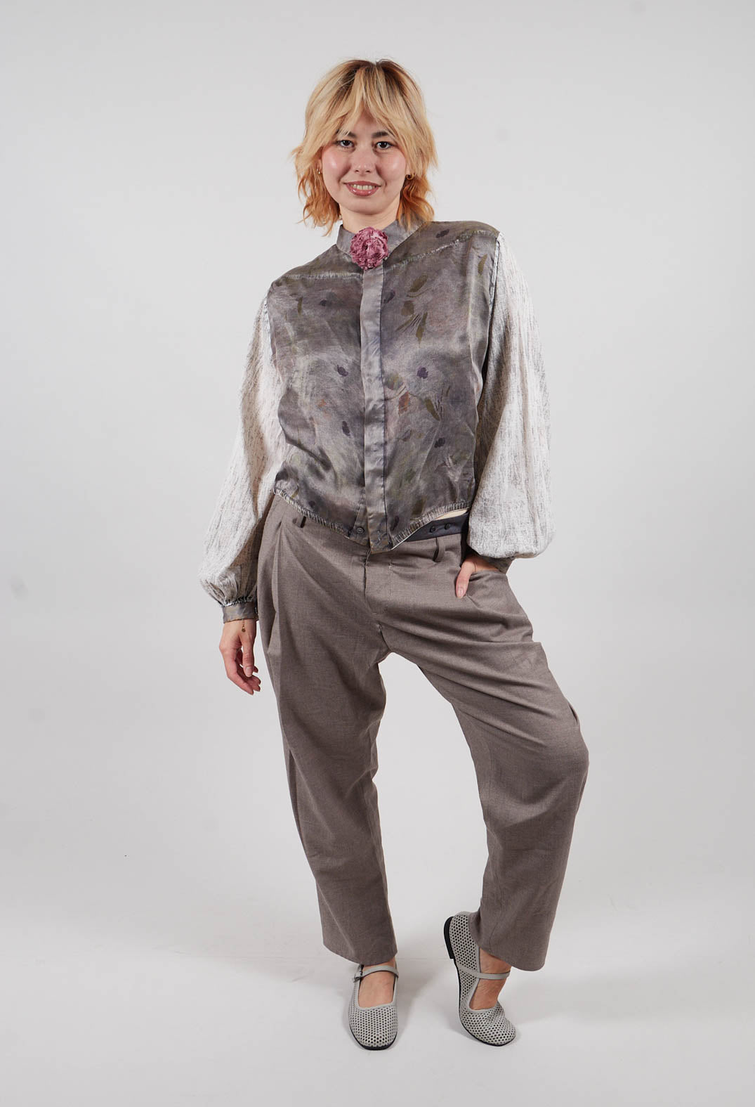 Contrast Band Trousers in Original Grey