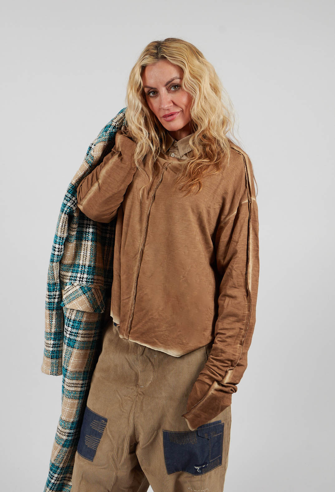 Ombre Long Sleeve Top in Original Brown