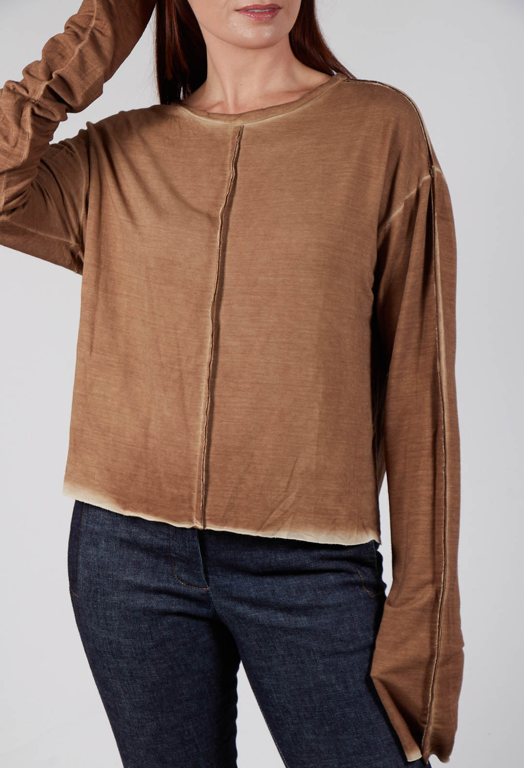 Ombre Long Sleeve Top in Original Brown