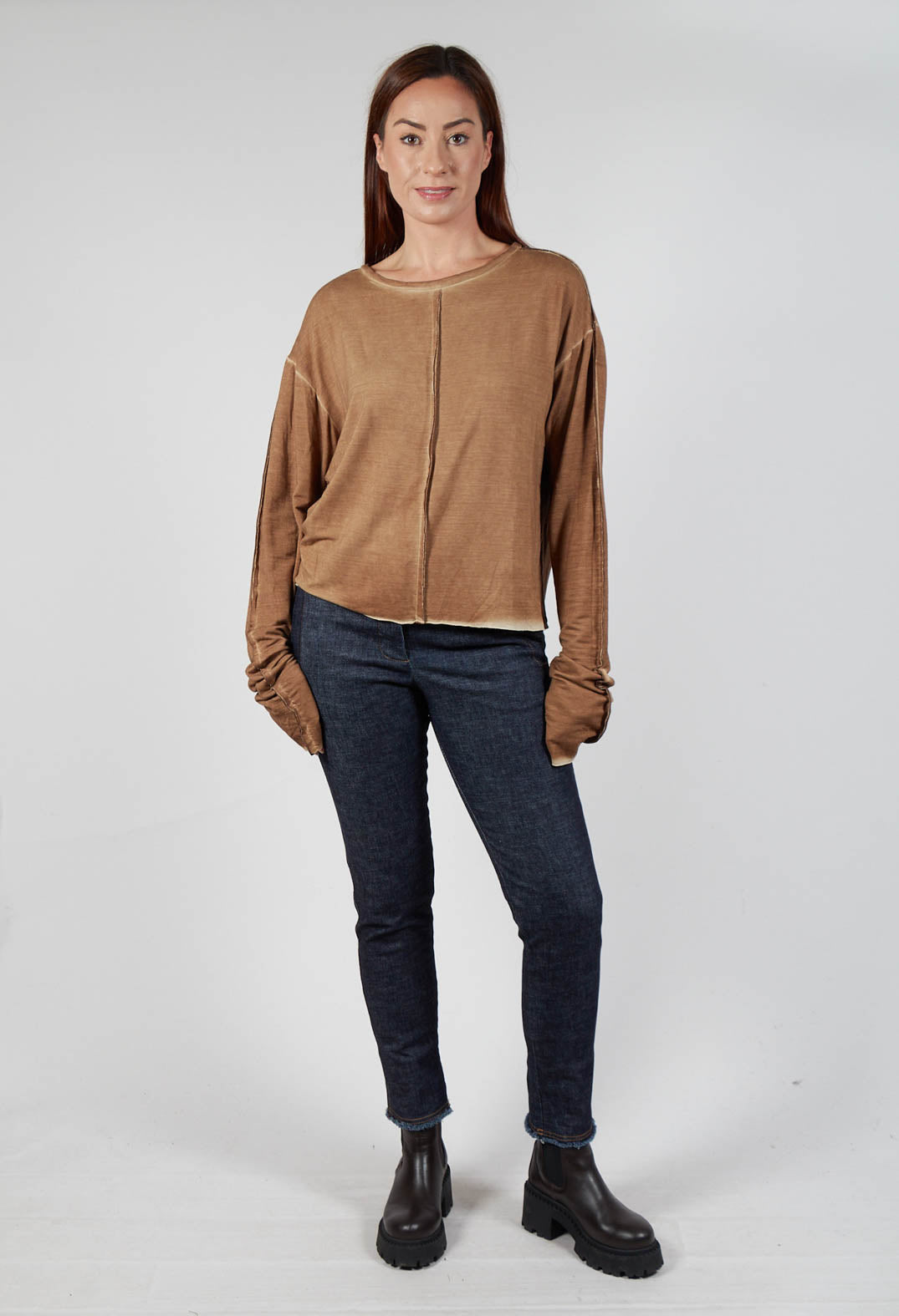 Ombre Long Sleeve Top in Original Brown