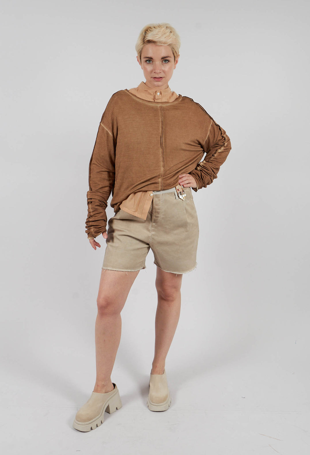 Ombre Long Sleeve Top in Original Brown