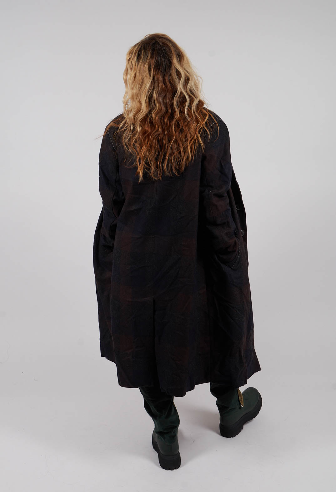 Pea Coat in Muted Tartan