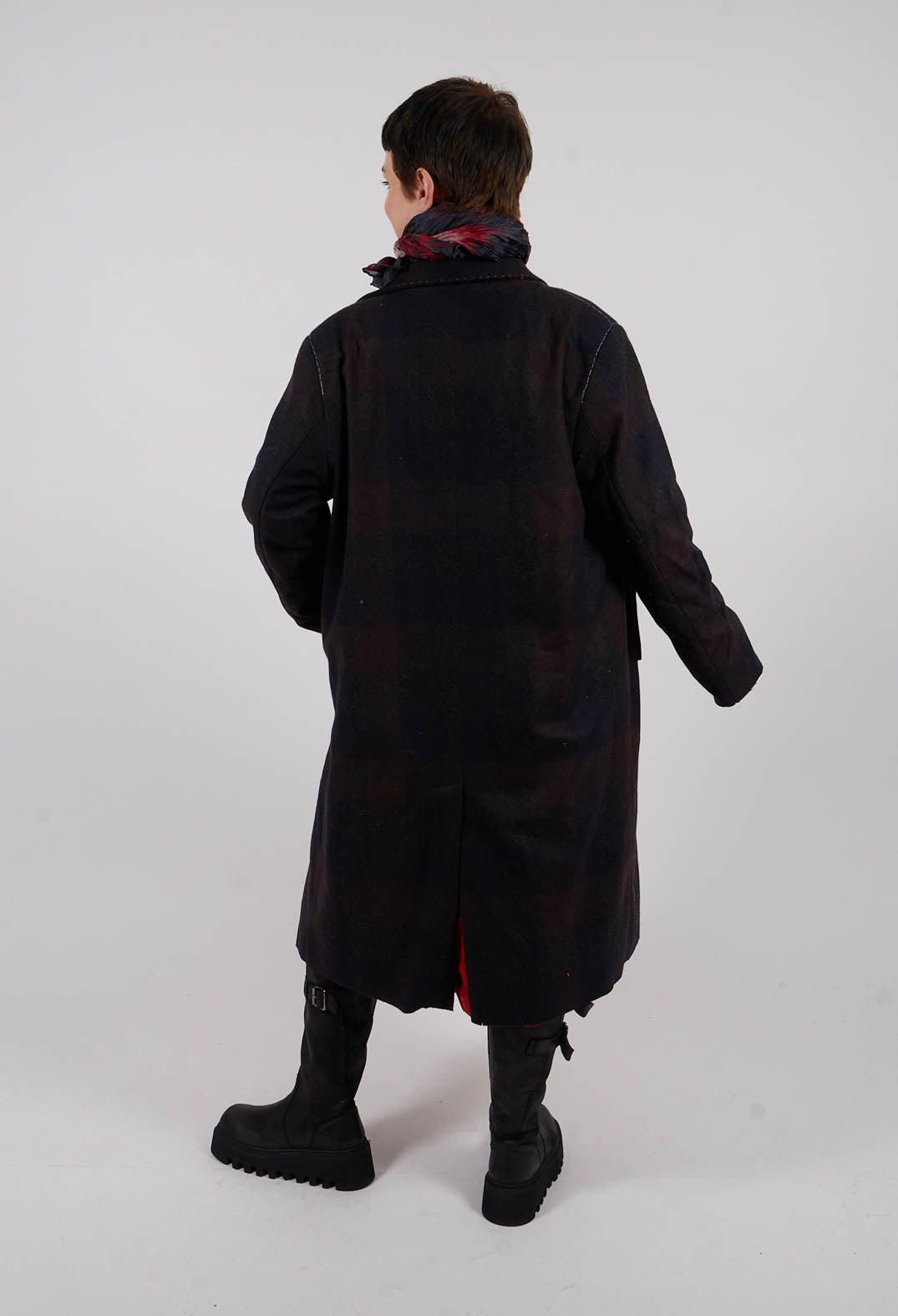 Pea Coat in Muted Tartan