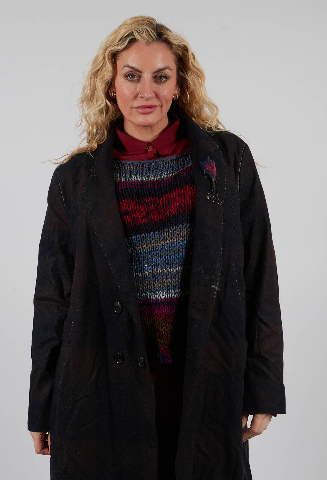 Pea Coat in Muted Tartan