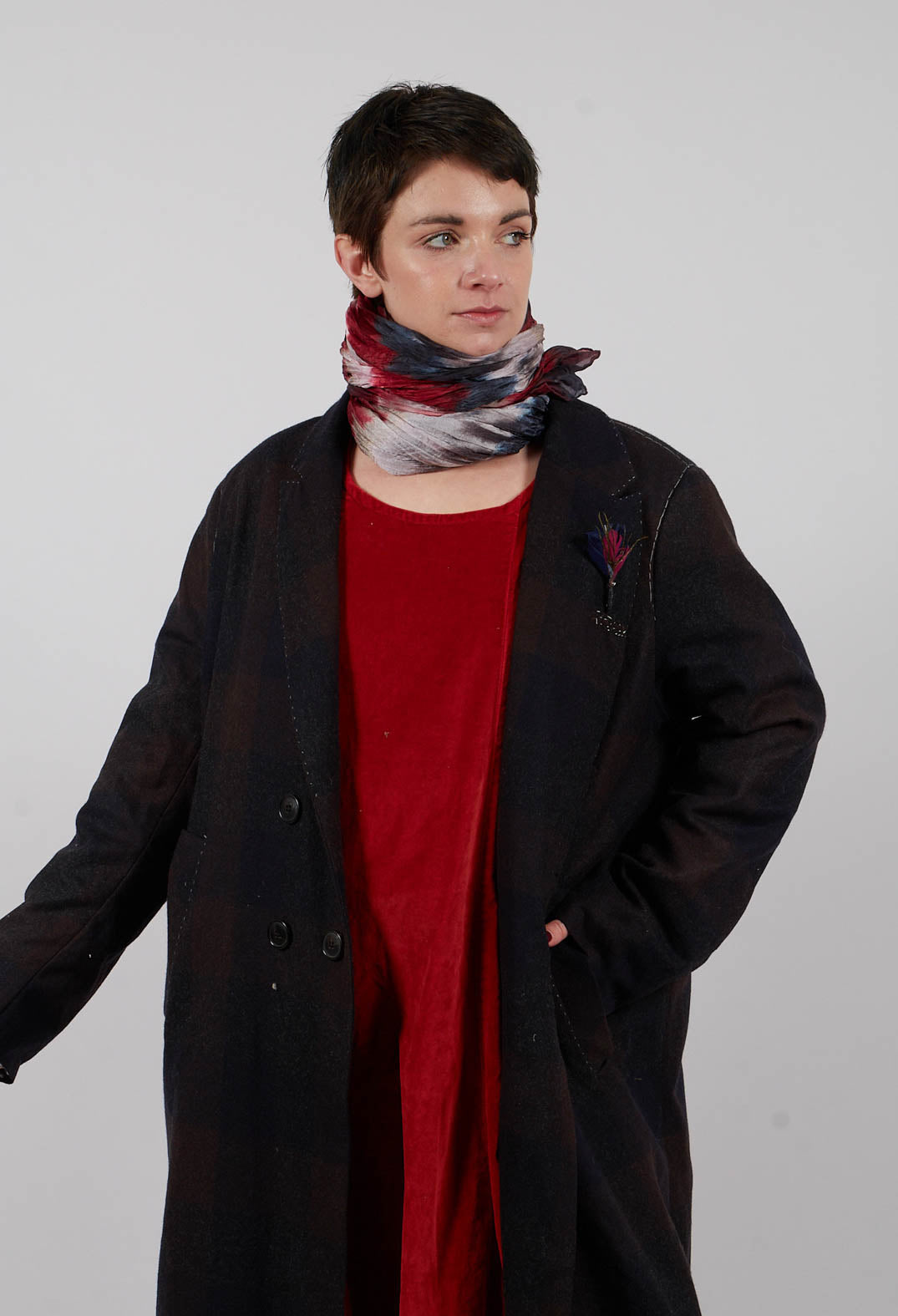 Pea Coat in Muted Tartan