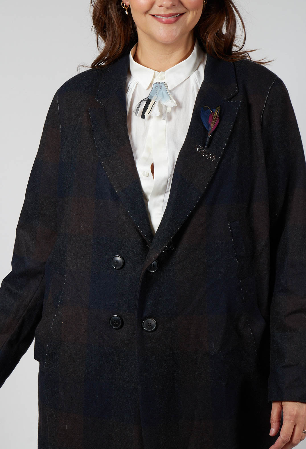 Pea Coat in Muted Tartan