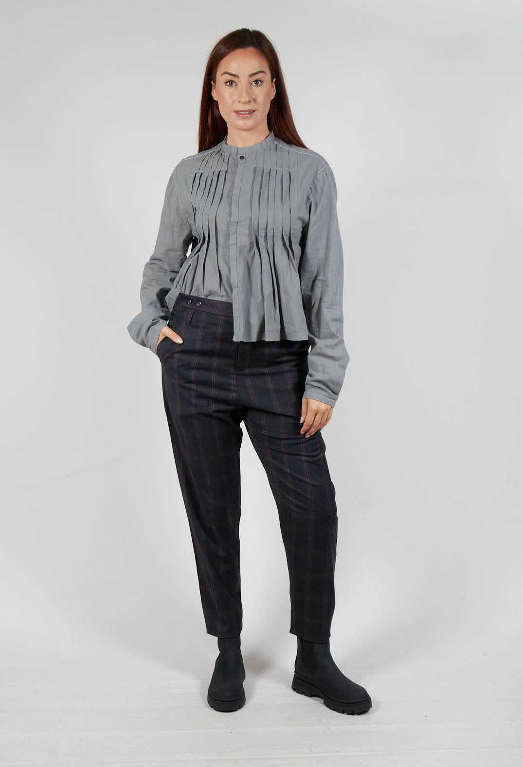 Stitch Tartan Trousers in Original Grey