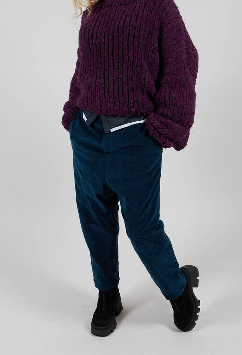 Velvet Straight Leg Trousers in Original Blue