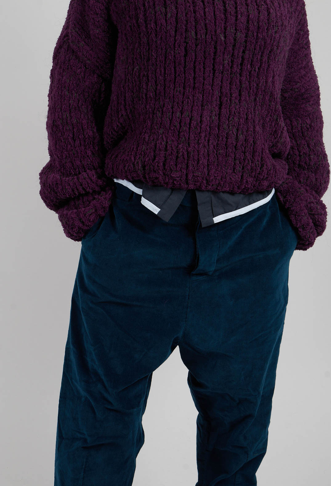 Velvet Straight Leg Trousers in Original Blue