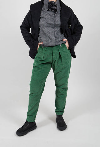 Corduroy Straight Leg Trousers in Original Green