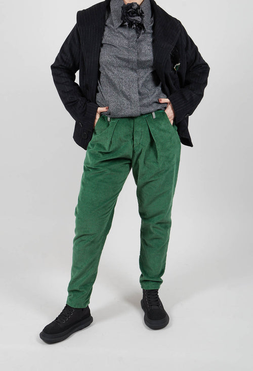 Corduroy Straight Leg Trousers in Original Green
