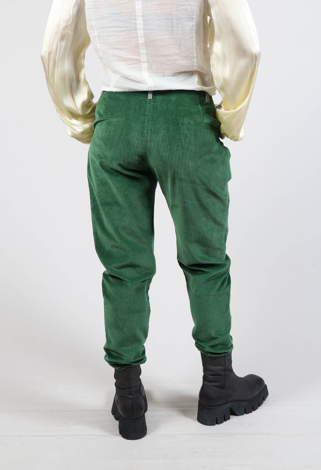 Corduroy Straight Leg Trousers in Original Green
