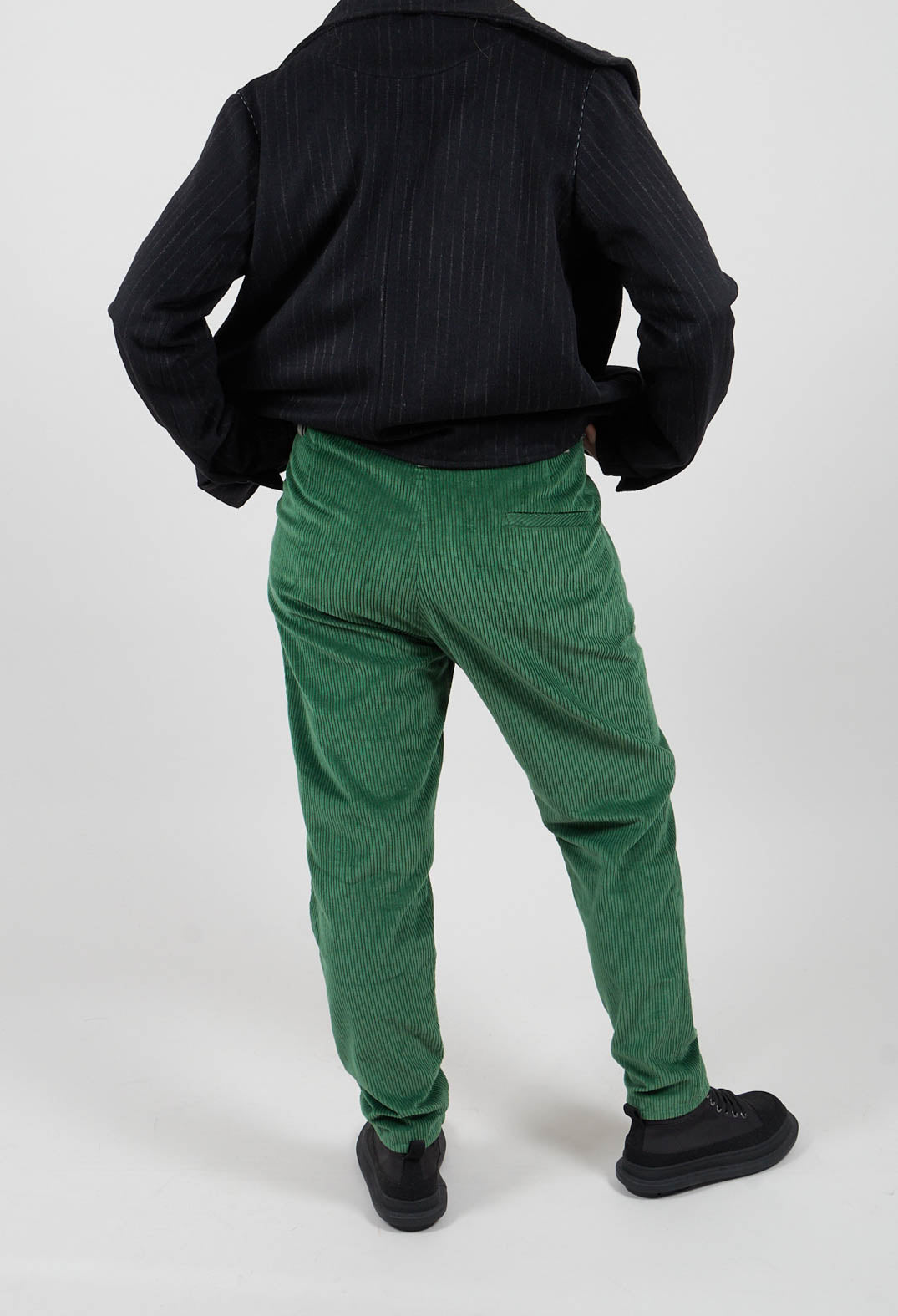 Corduroy Straight Leg Trousers in Original Green