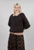 Purl Knit Scoop Neck Jumper in Brown Black