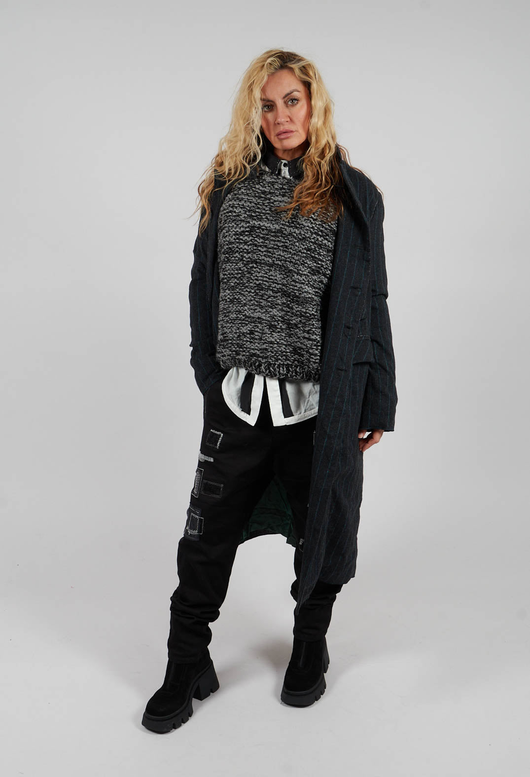 Purl Knit Scoop Neck Jumper in Original Grey