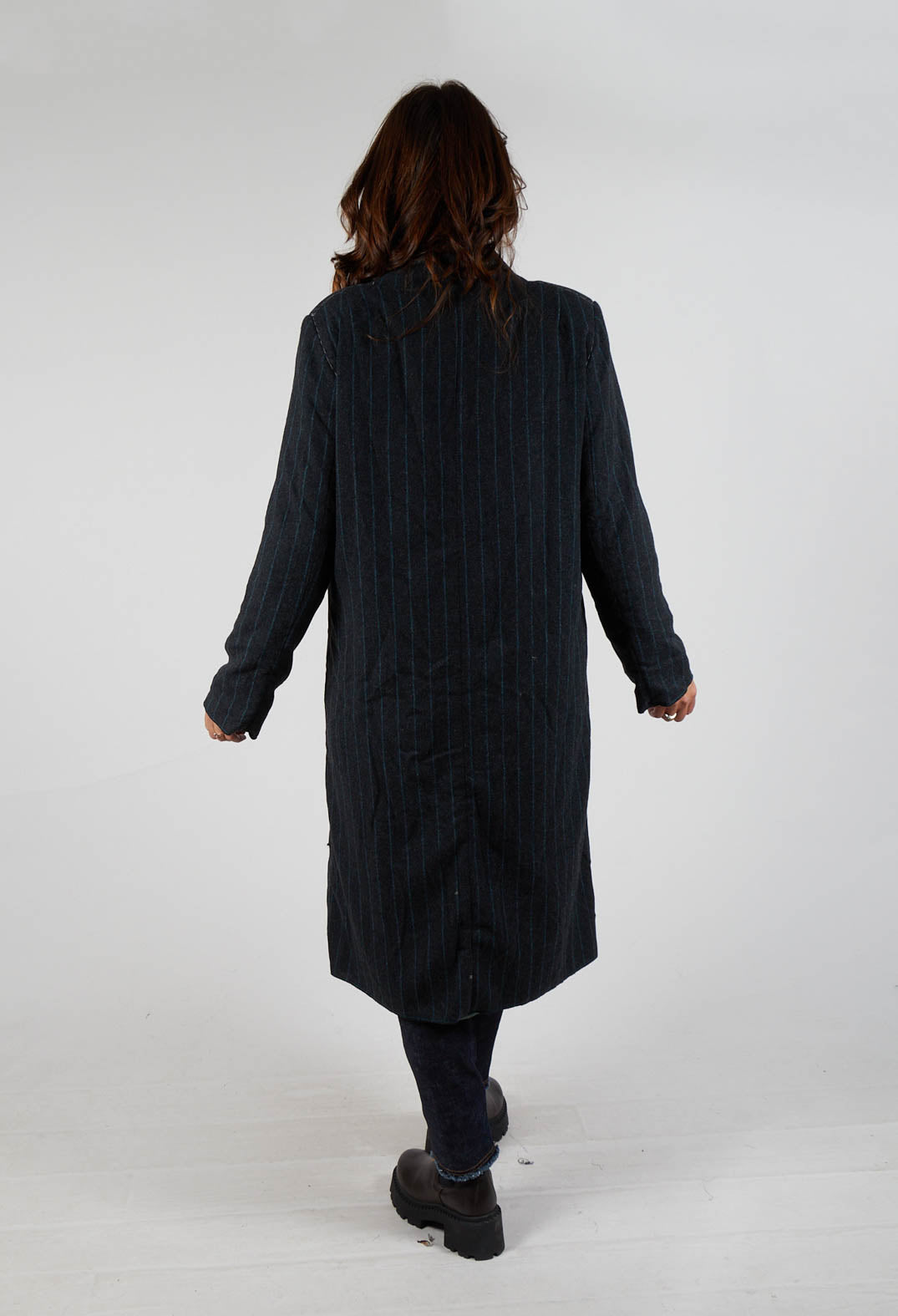 Pinstriped Pea Coat in Original Grey