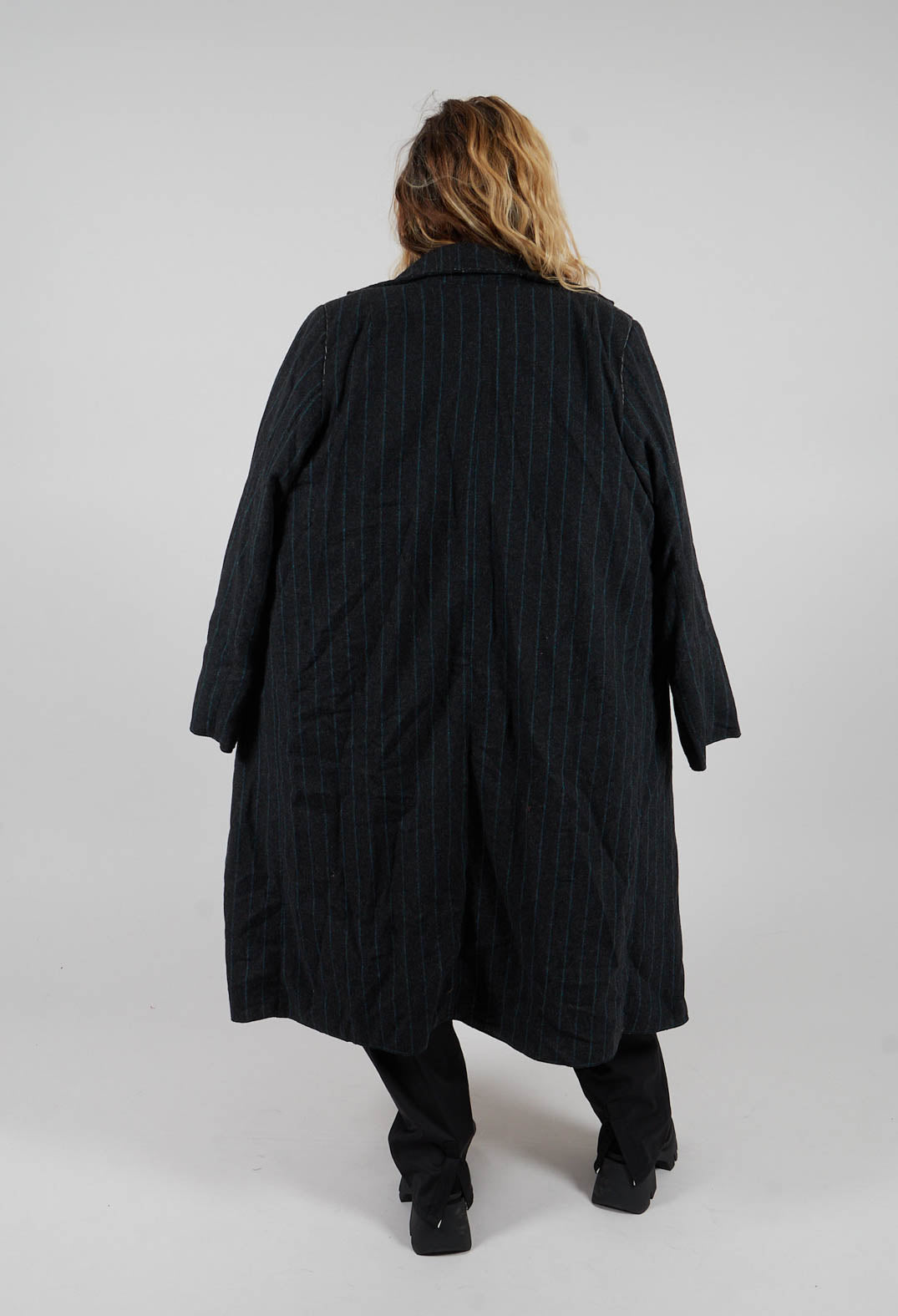 Pinstriped Pea Coat in Original Grey
