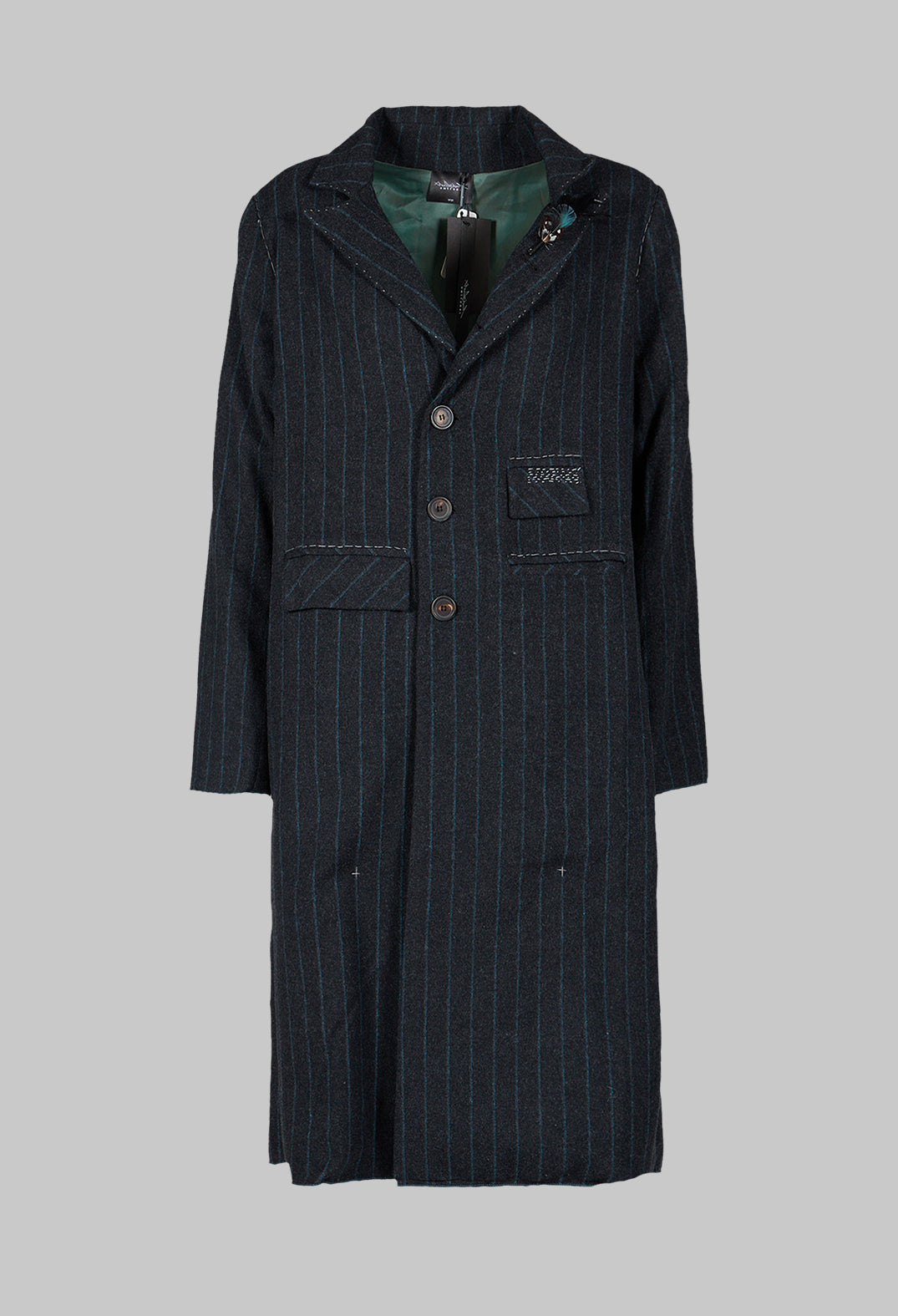Pinstriped Pea Coat in Original Grey