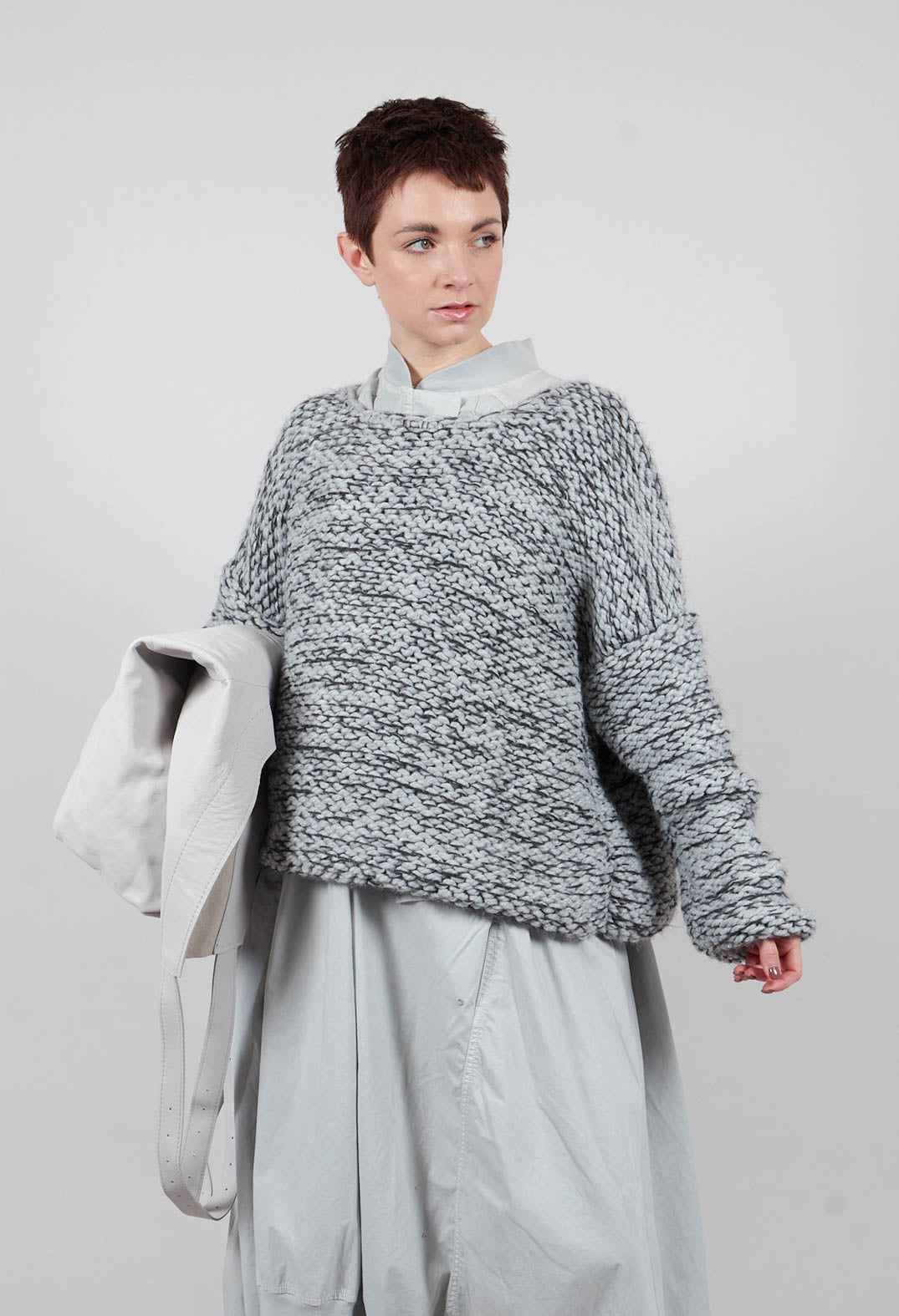 Purl Knit Jumper in Original Grey