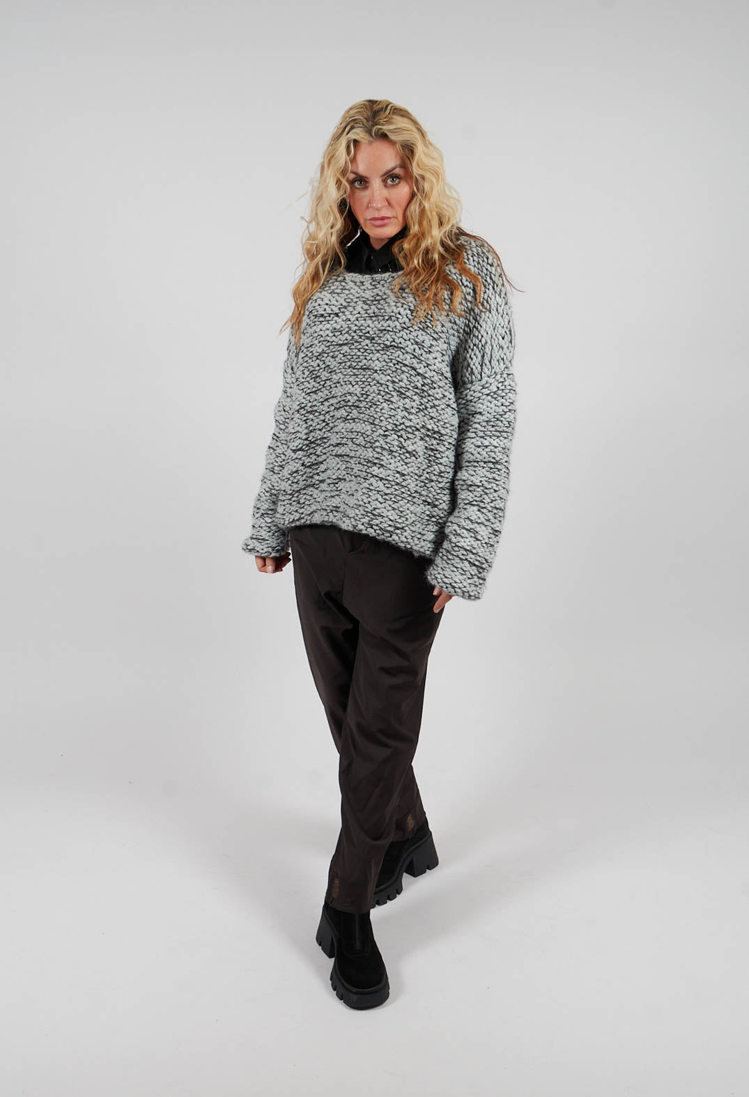 Purl Knit Jumper in Original Grey