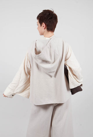 Sleeveless Hooded Vest in Off White