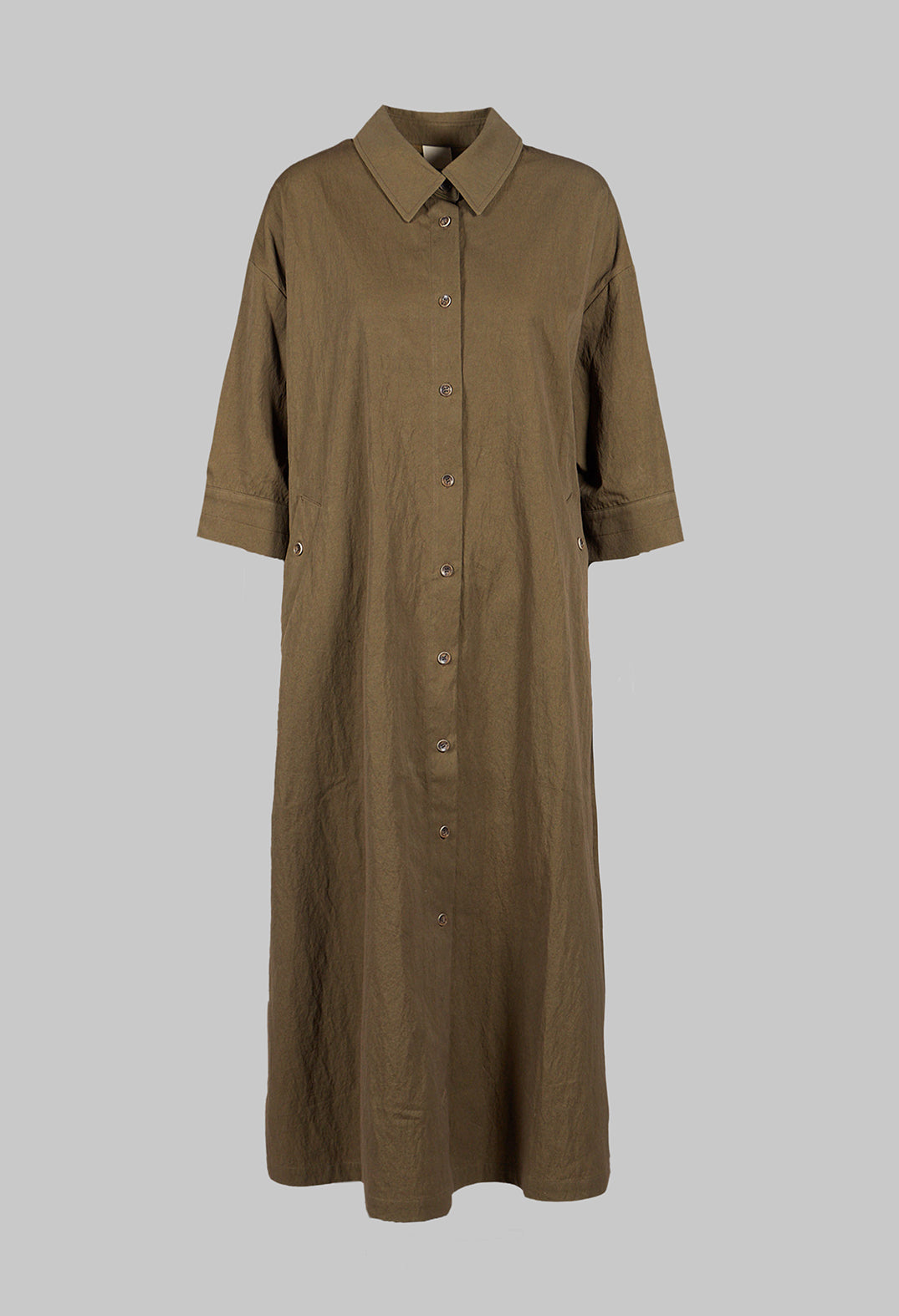 3/4 Sleeved Blouse Dress in Dark Khaki