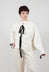Short Blouse with Ribbon Tie Neck in Ivory