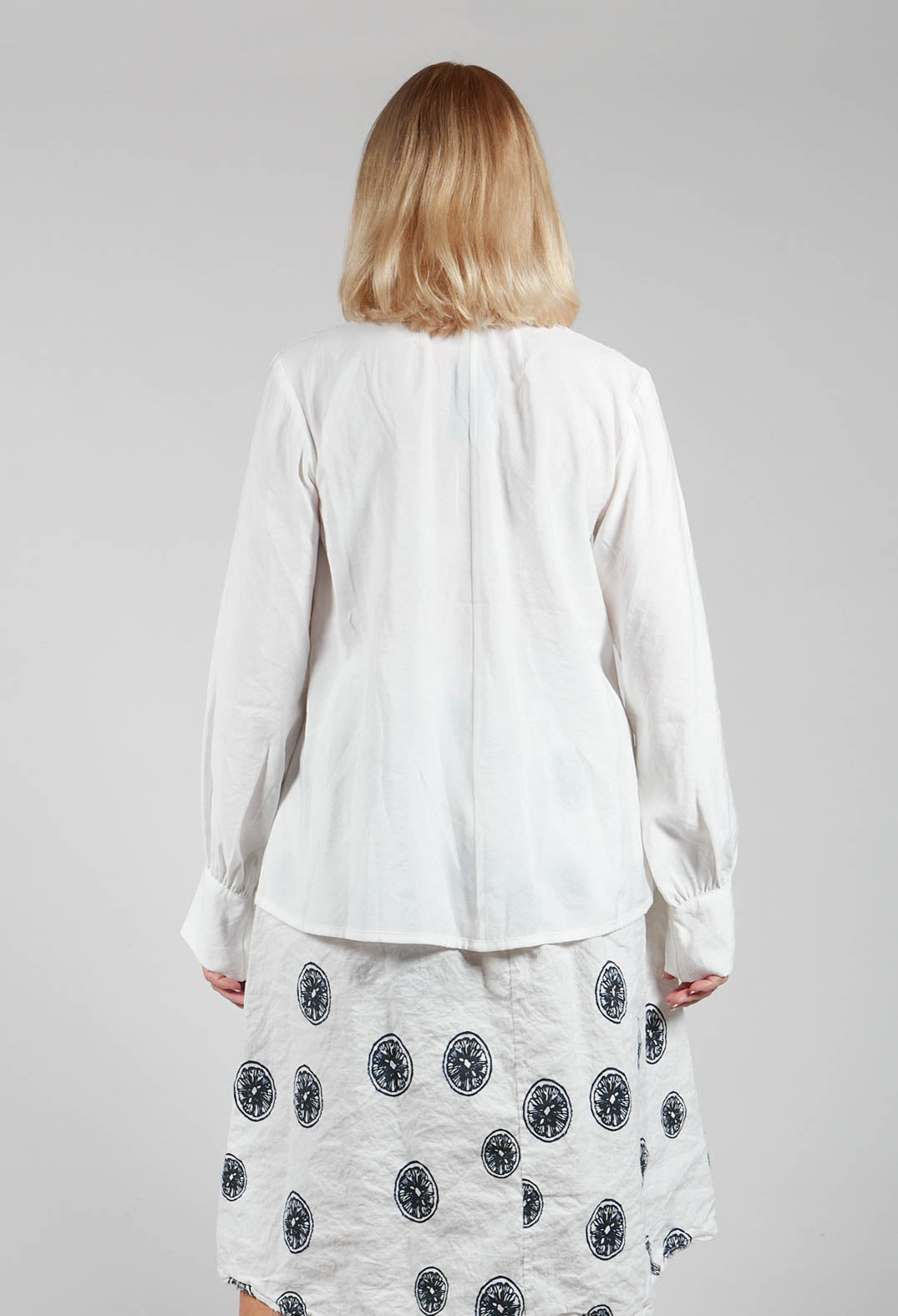 Shirt with Gathered Cuffs in White