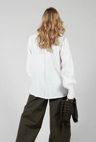 Shirt with Gathered Cuffs in White