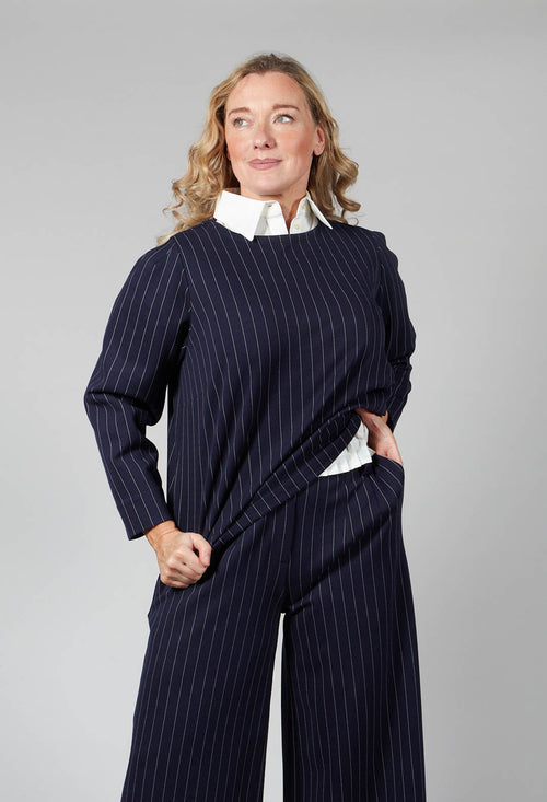 Box Shaped Top in Navy Pinstripe