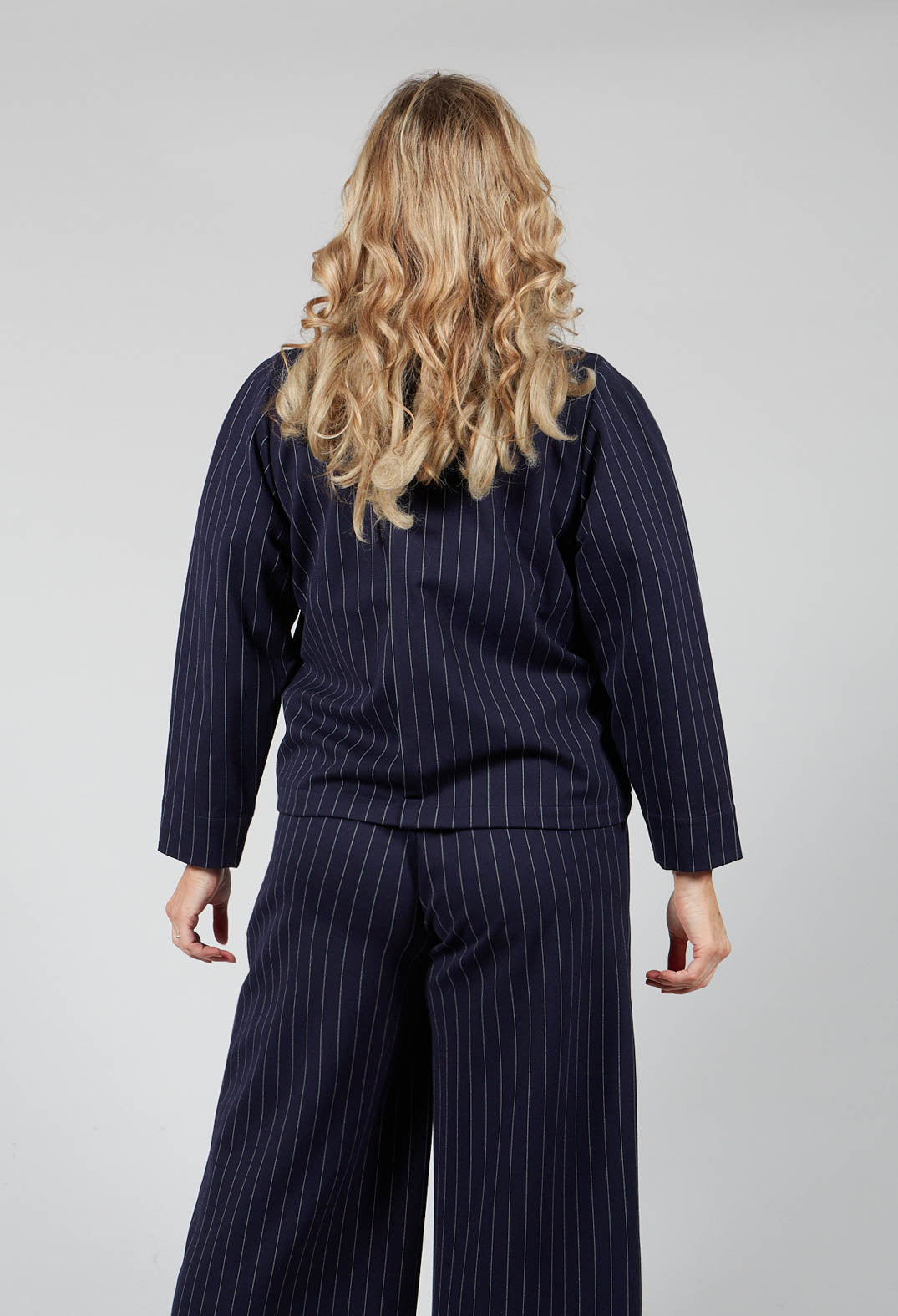 Box Shaped Top in Navy Pinstripe