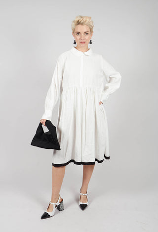 Longsleeve Smock Shirt Dress in White