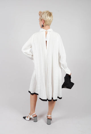 Longsleeve Smock Shirt Dress in White