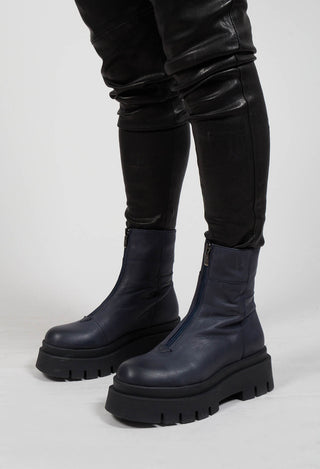Boots With Front Zip in Gasoline Luna Blu