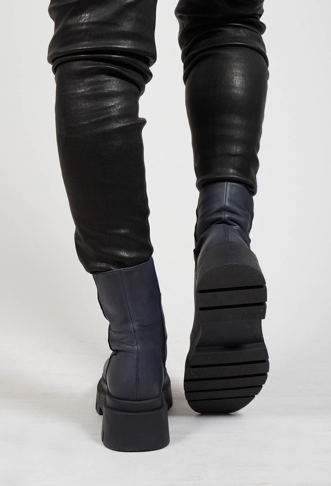 Boots With Front Zip in Gasoline Luna Blu