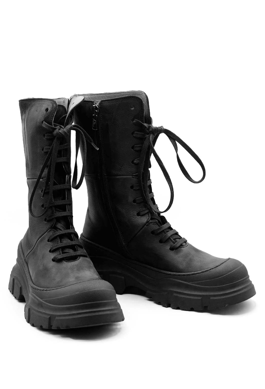 Lace Up Boots In Gasoline Nero