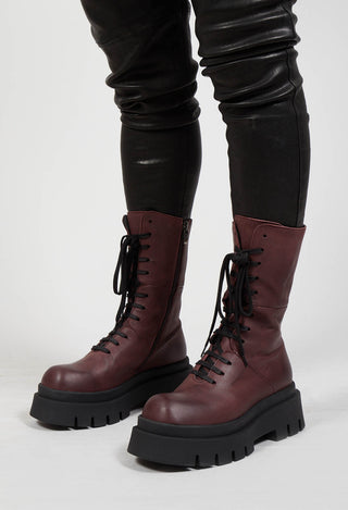 Front Lace Up Boots in Gasoline Melanzana