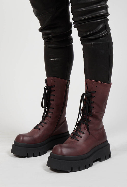 Front Lace Up Boots in Gasoline Melanzana