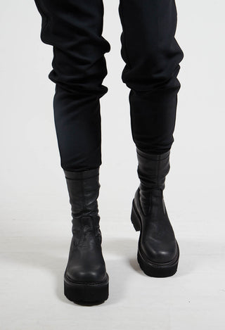 Suede Ankle Boots in Gasoline Nero and Nappa Stretch Nero