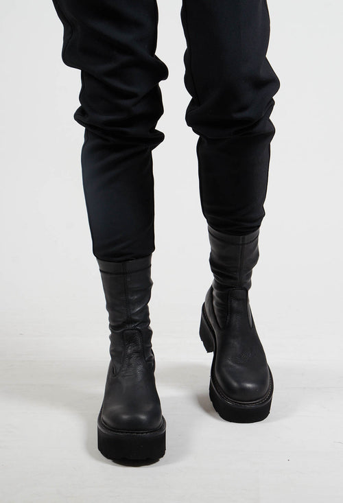 Suede Ankle Boots in Gasoline Nero and Nappa Stretch Nero