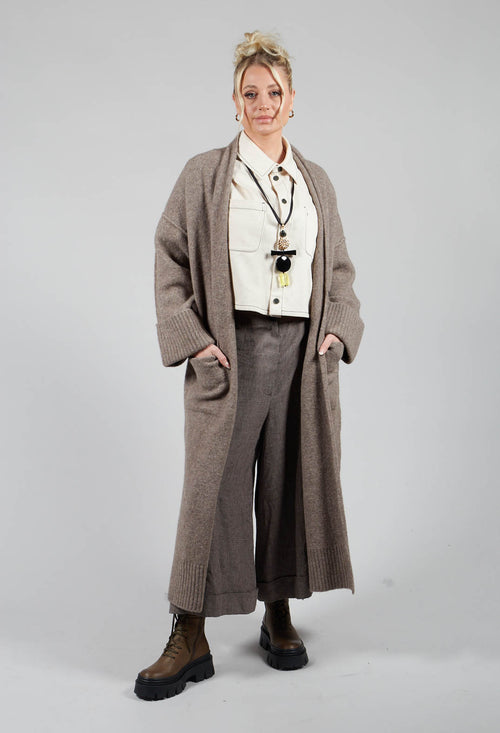 Merino Wool Overcoat in Taupe