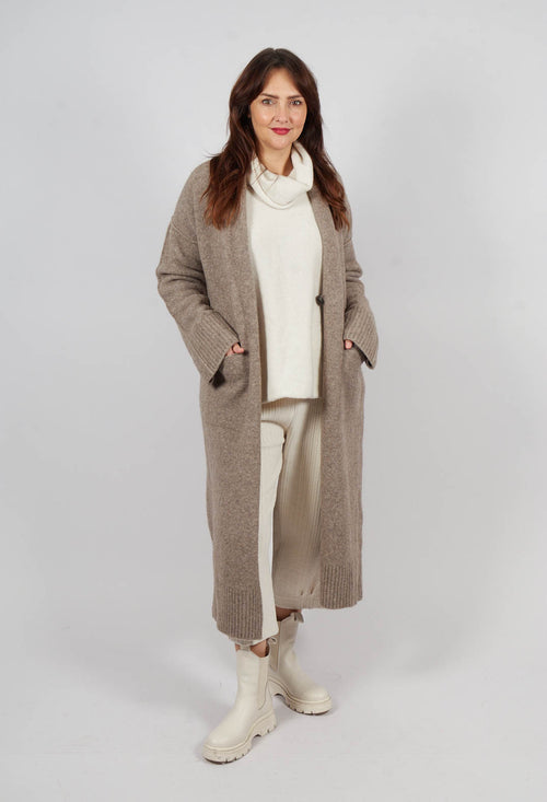 Merino Wool Overcoat in Taupe