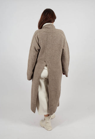 Merino Wool Overcoat in Taupe
