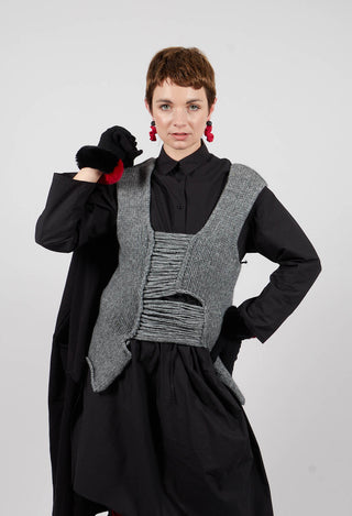 Knitted Vest with Ladder Feature in Grey