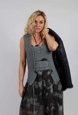 Knitted Vest with Ladder Feature in Grey